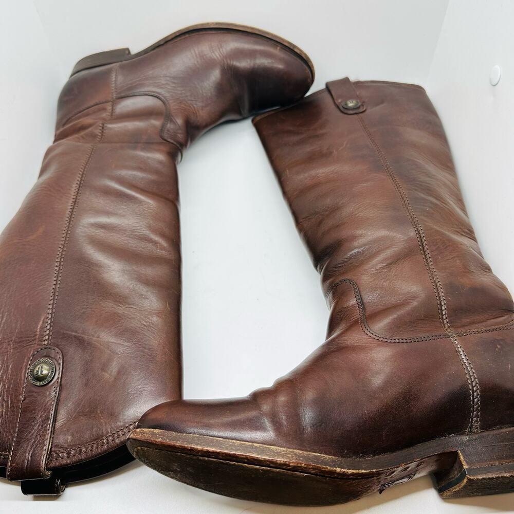 Vintage Frye Melissa Button Cognac Tall Riding Boots size  7 - Picture 3 of 11